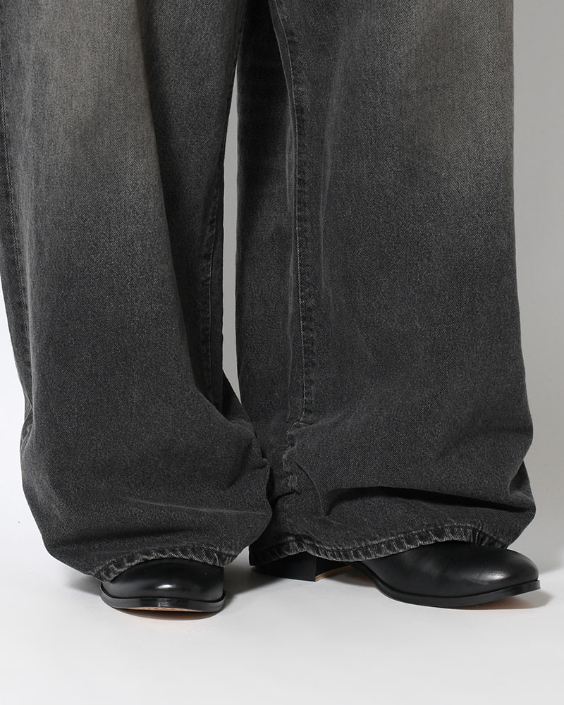 FRESH MAN DENIM WIDE PANTS by EDWIN "USED" -BLACK-