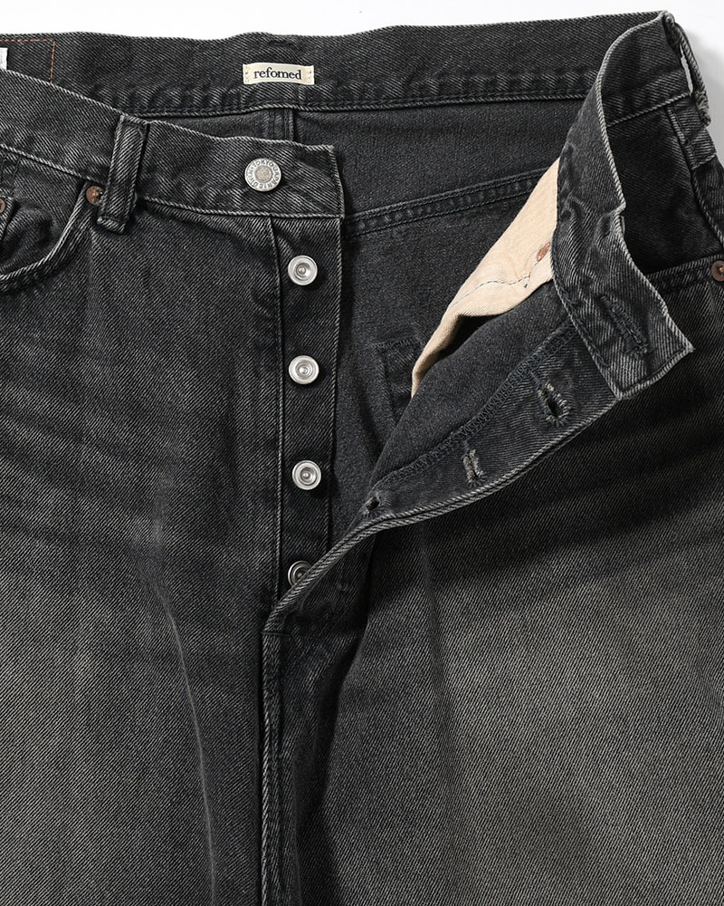 FRESH MAN DENIM WIDE PANTS by EDWIN "USED" -BLACK-