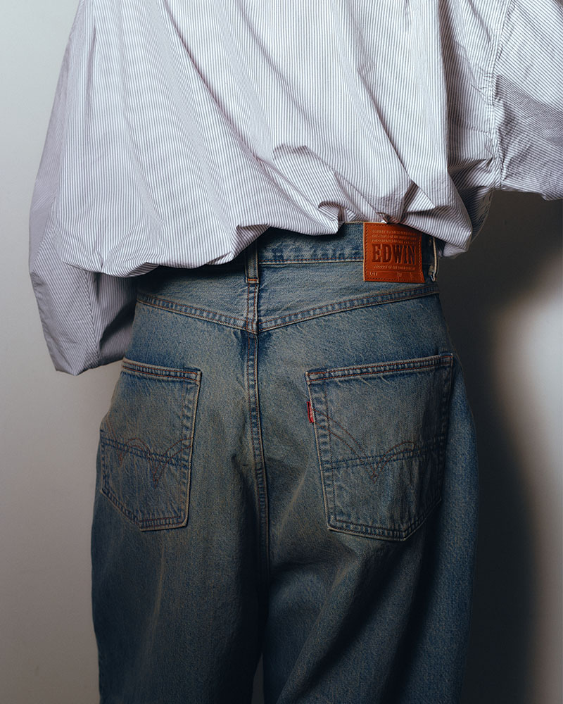 FRESH MAN DENIM WIDE PANTS by EDWIN "USED" -BLACK-