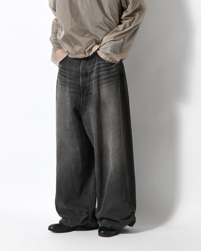 FRESH MAN DENIM WIDE PANTS by EDWIN "USED" -BLACK-