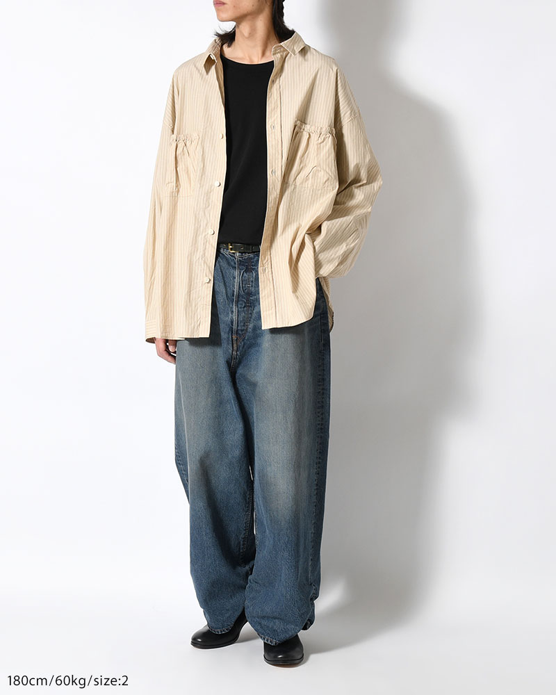 FRESH MAN DENIM WIDE PANTS by EDWIN "USED" -DEEP INDIGO-