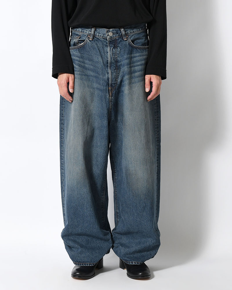 FRESH MAN DENIM WIDE PANTS by EDWIN "USED" -DEEP INDIGO-