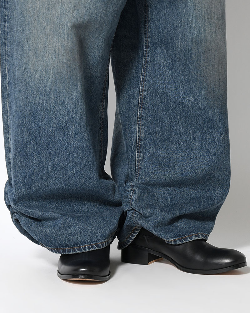FRESH MAN DENIM WIDE PANTS by EDWIN "USED" -DEEP INDIGO-