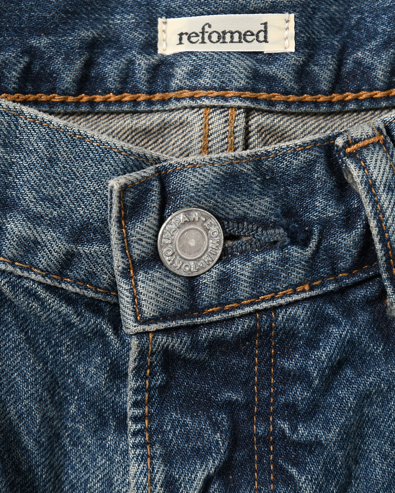 FRESH MAN DENIM WIDE PANTS by EDWIN "USED" -DEEP INDIGO-