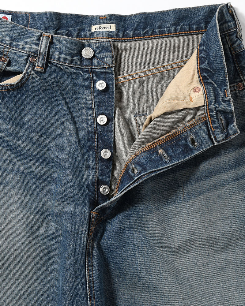 FRESH MAN DENIM WIDE PANTS by EDWIN "USED" -DEEP INDIGO-