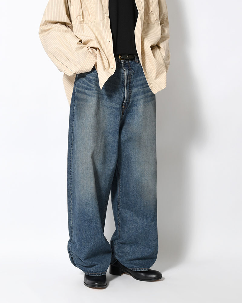 FRESH MAN DENIM WIDE PANTS by EDWIN "USED" -DEEP INDIGO-