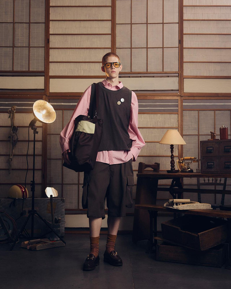 "KINCHAKU" WOOL TRUNKS -BROWN-