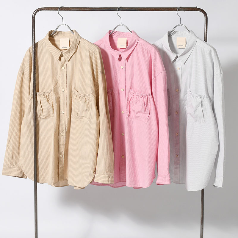 WRIST PATCH WIDE SHIRT "STRIPE" -3.COLOR-