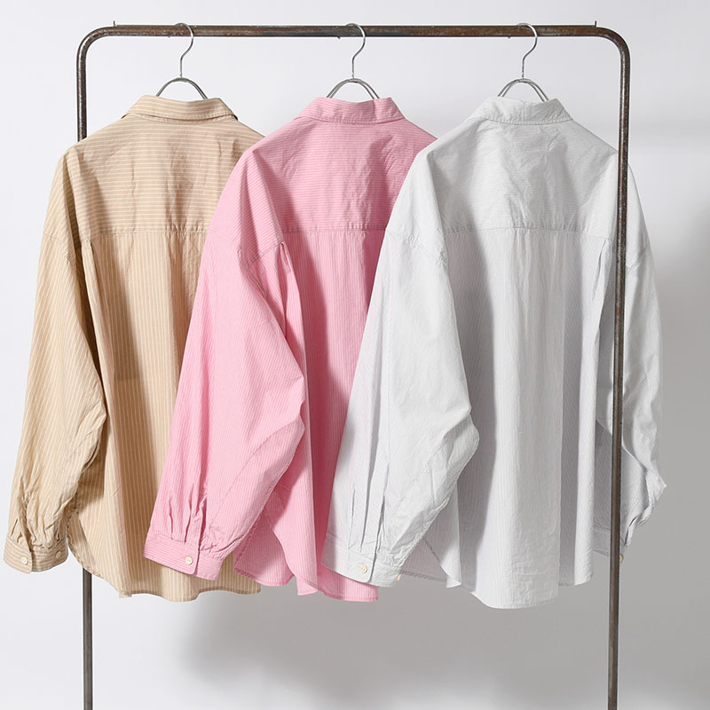 WRIST PATCH WIDE SHIRT "STRIPE" -3.COLOR-