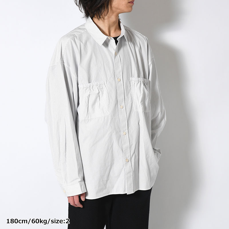 WRIST PATCH WIDE SHIRT "STRIPE" -3.COLOR-