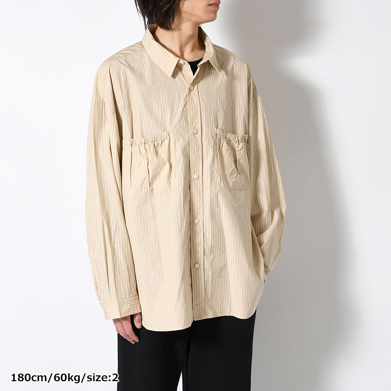 WRIST PATCH WIDE SHIRT "STRIPE" -3.COLOR-