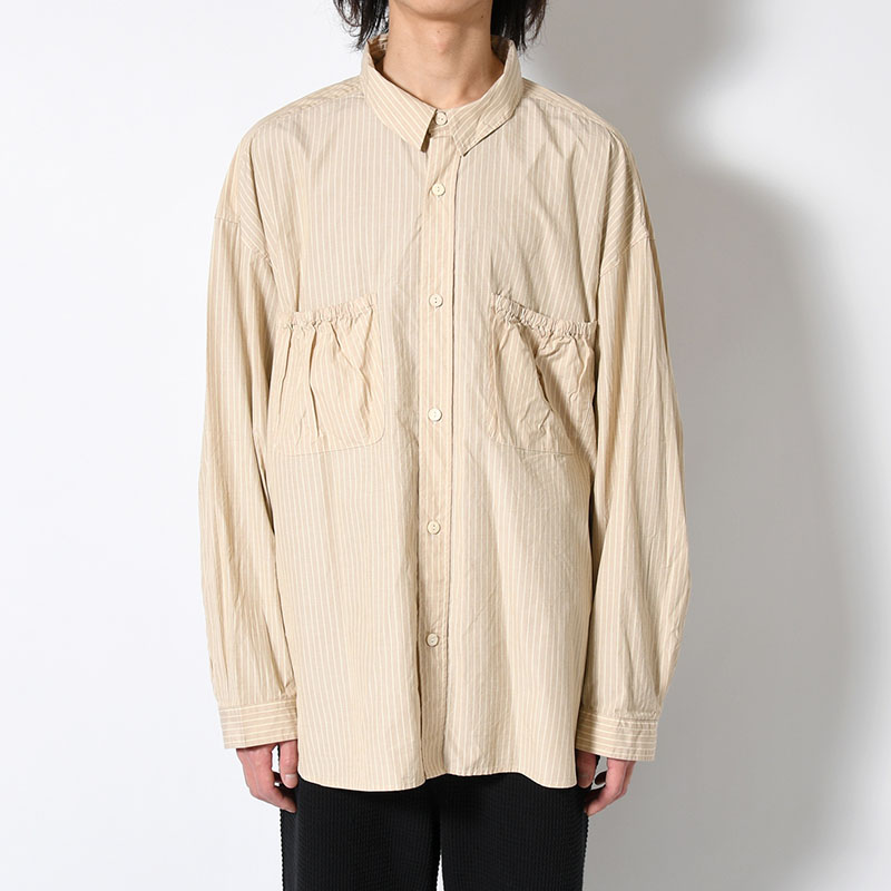 WRIST PATCH WIDE SHIRT "STRIPE" -3.COLOR-