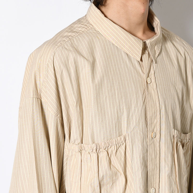WRIST PATCH WIDE SHIRT "STRIPE" -3.COLOR-