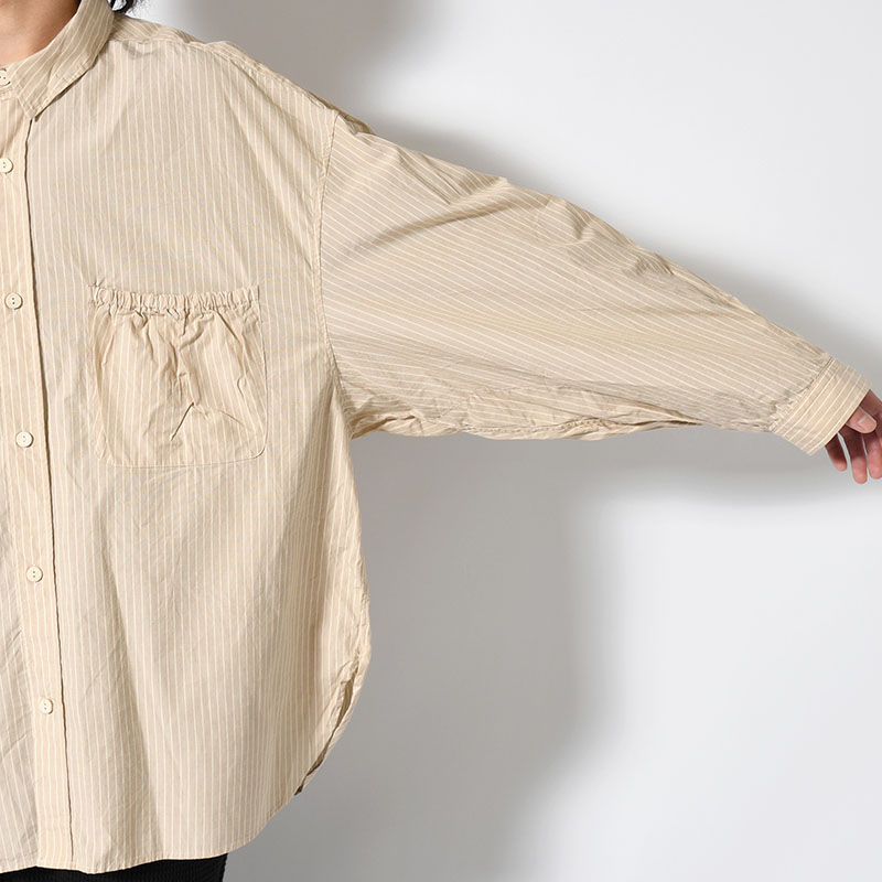 WRIST PATCH WIDE SHIRT "STRIPE" -3.COLOR-