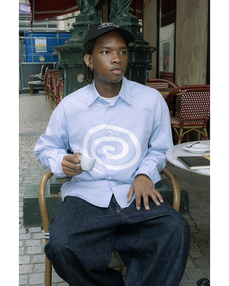 "GuruGuru" SLOUCH SHIRT -SAX-