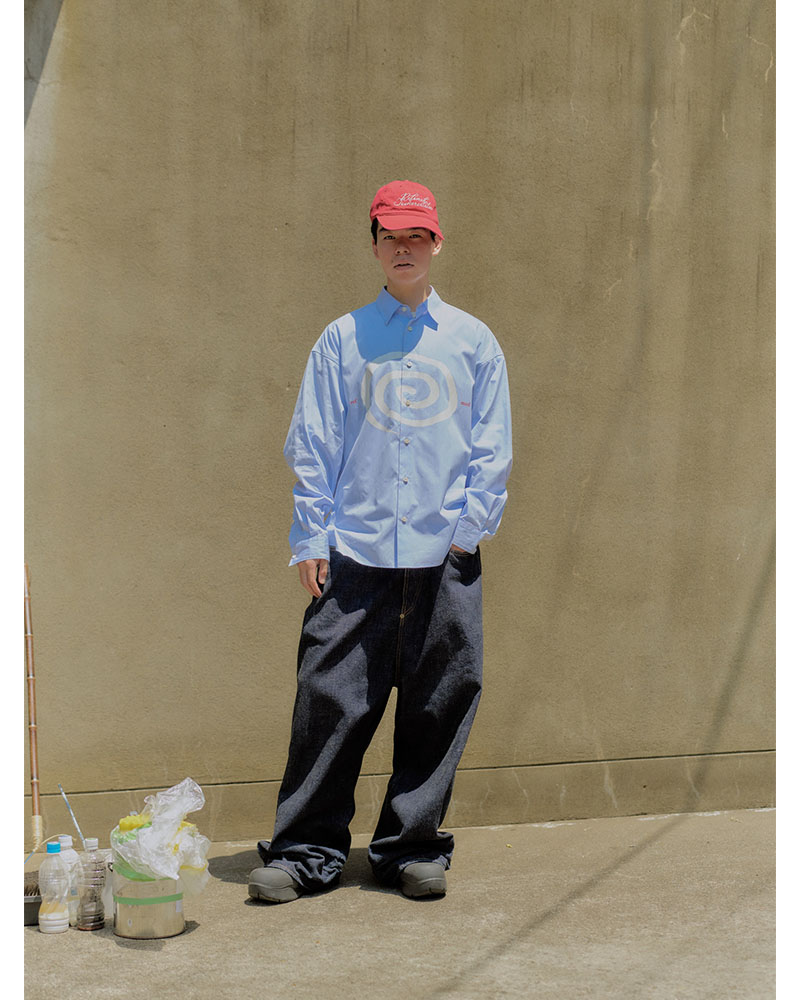 "GuruGuru" SLOUCH SHIRT -SAX-