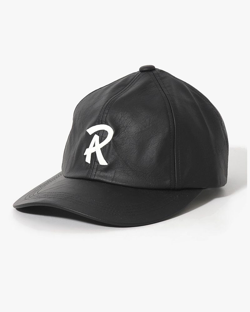 FAKE LEATHER B.B CAP -BLACK-