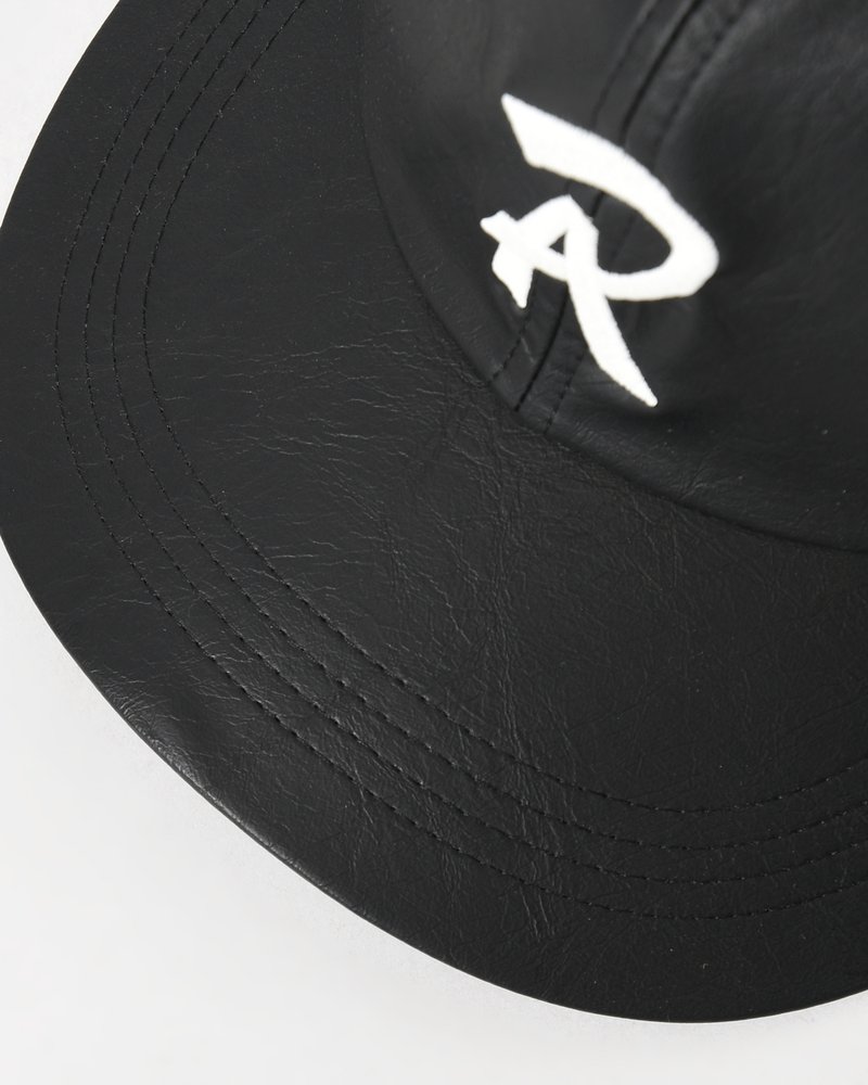 FAKE LEATHER B.B CAP -BLACK-