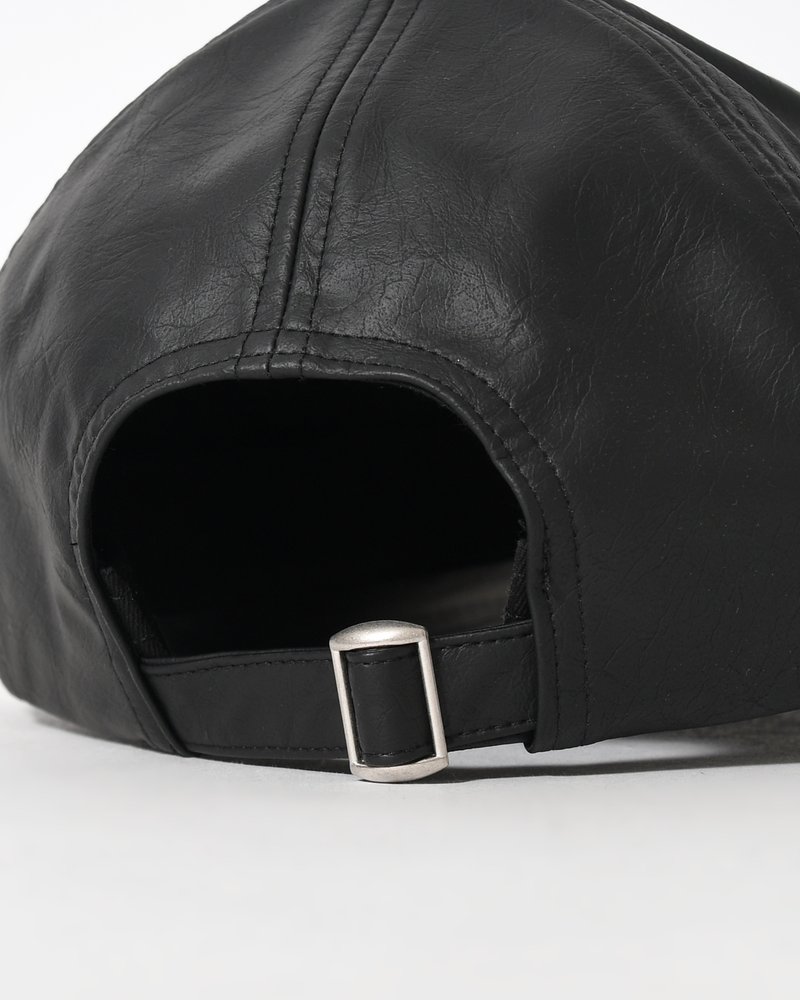 FAKE LEATHER B.B CAP -BLACK-