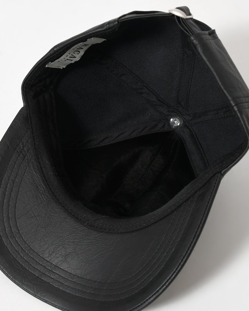 FAKE LEATHER B.B CAP -BLACK-