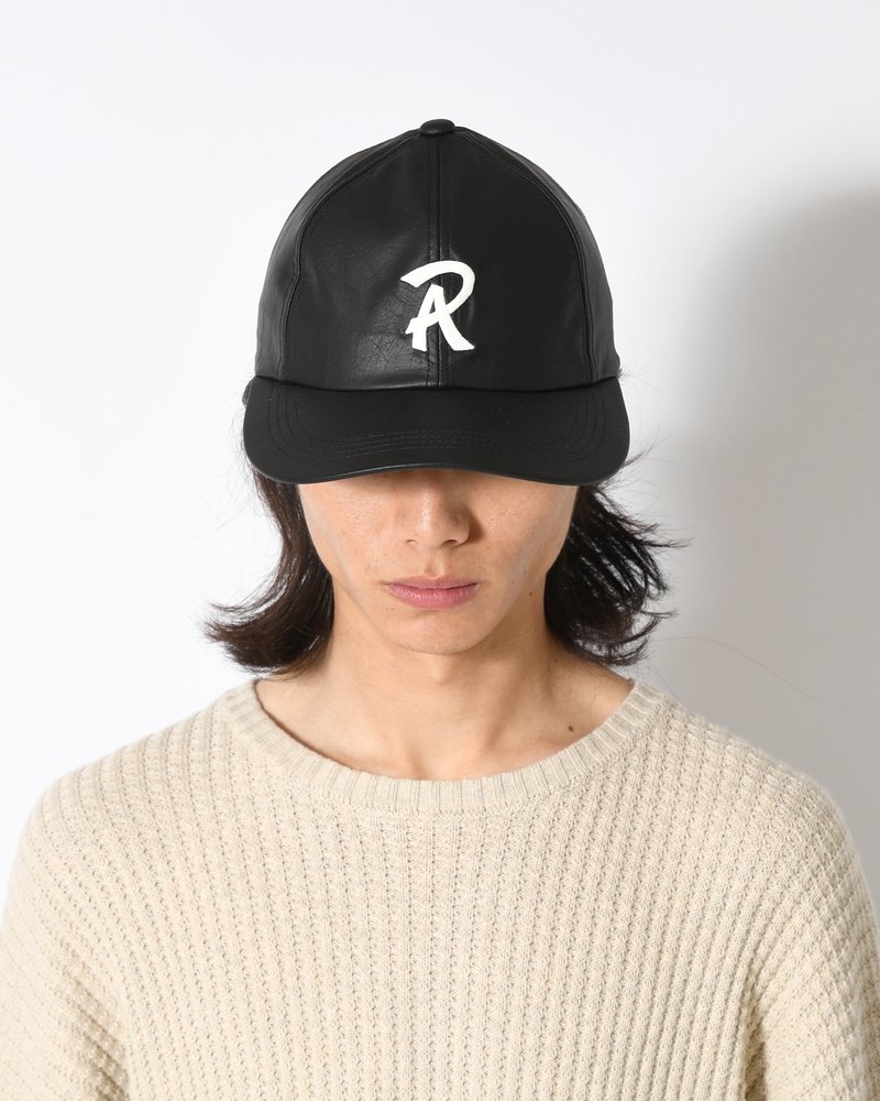 FAKE LEATHER B.B CAP -BLACK-