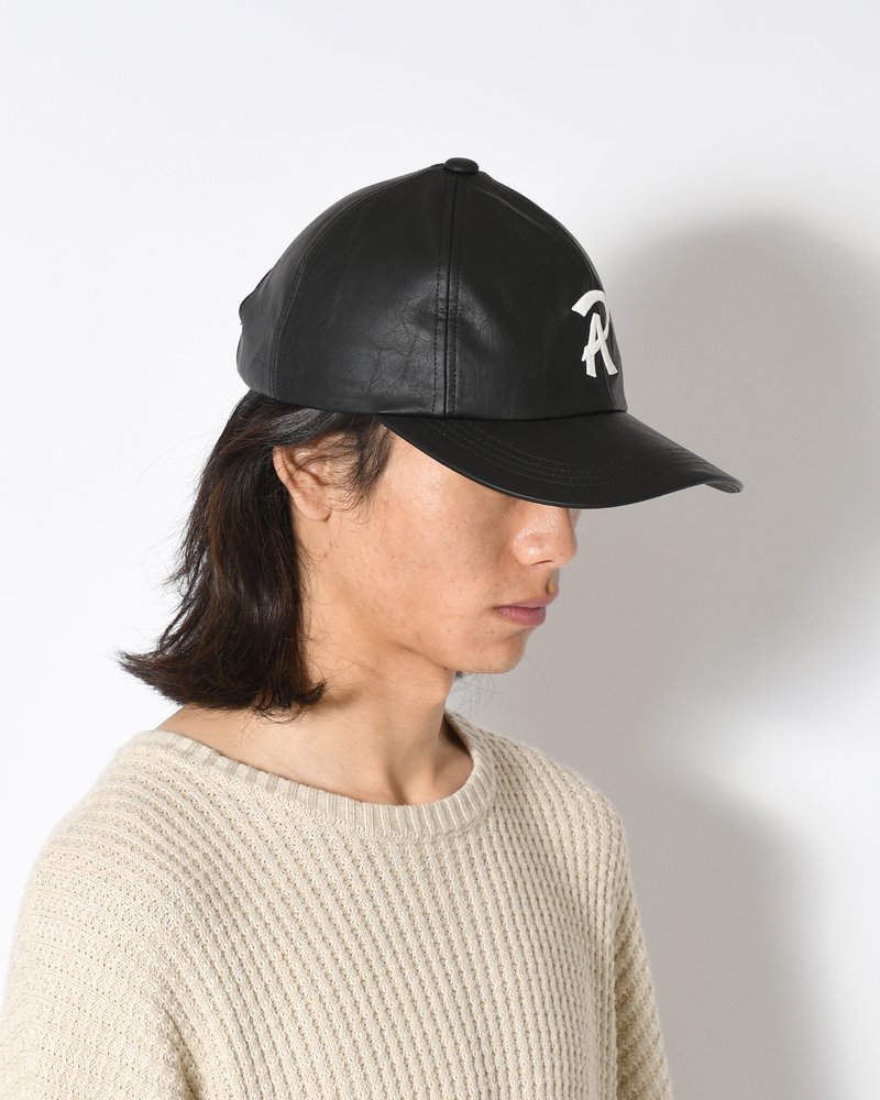 FAKE LEATHER B.B CAP -BLACK-
