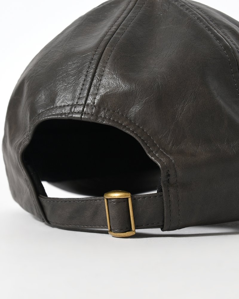 FAKE LEATHER B.B CAP -D.BROWN-