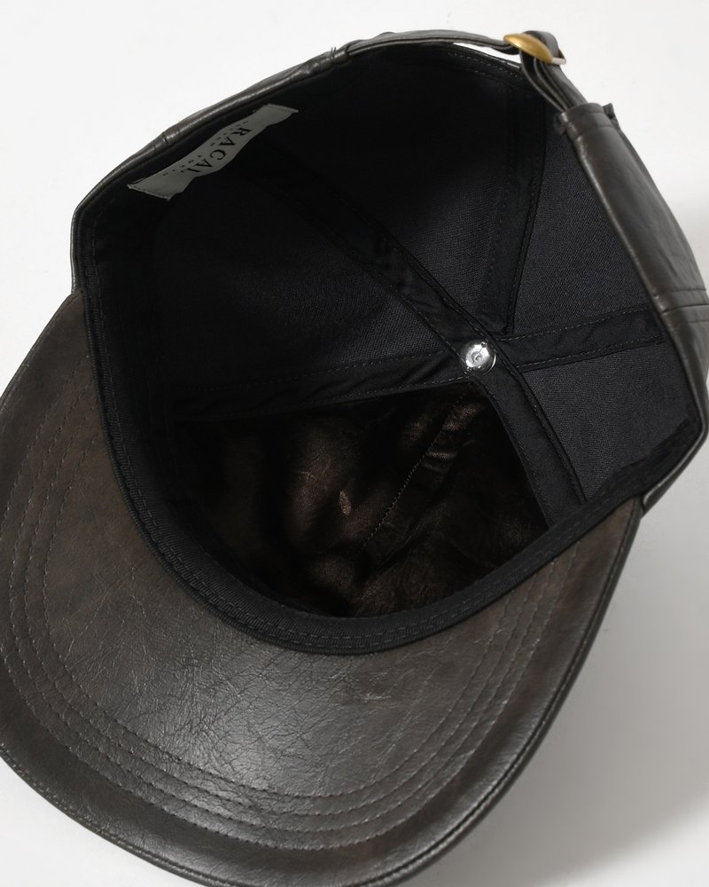 FAKE LEATHER B.B CAP -D.BROWN-