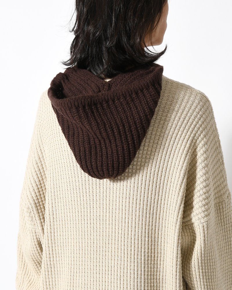 HOOD BEANIE -BROWN-