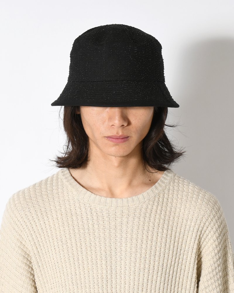 COTTON LOOP BUCKET HAT -BLACK-