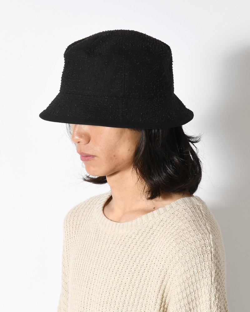 COTTON LOOP BUCKET HAT -BLACK-