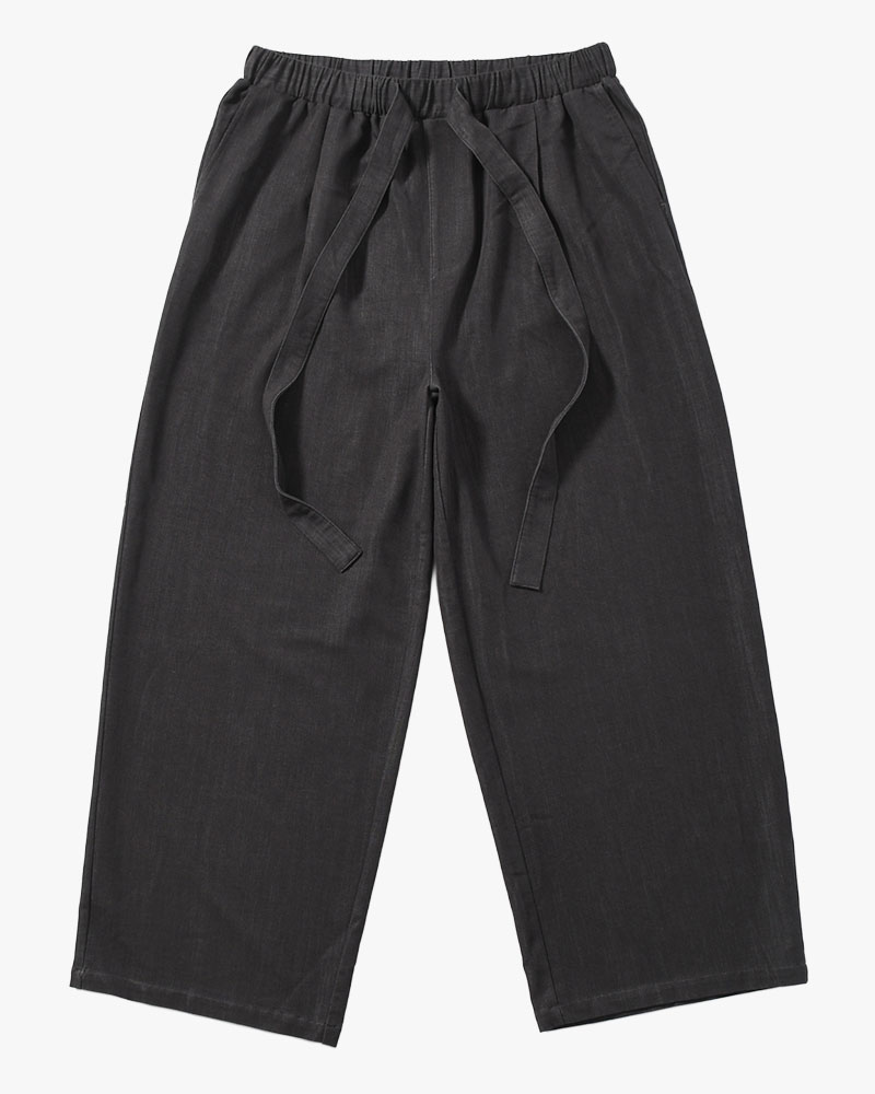 VISCOSE DENIM TUCK PT -BLACK-
