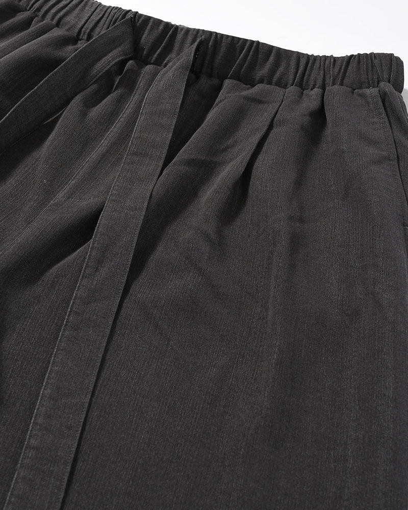 VISCOSE DENIM TUCK PT -BLACK-