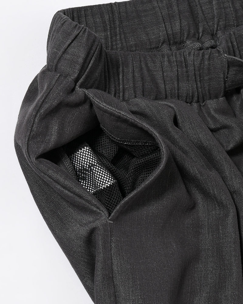 VISCOSE DENIM TUCK PT -BLACK-