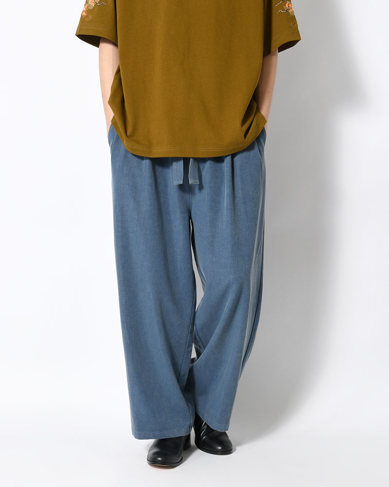 VISCOSE DENIM TUCK PT -INDIGO-