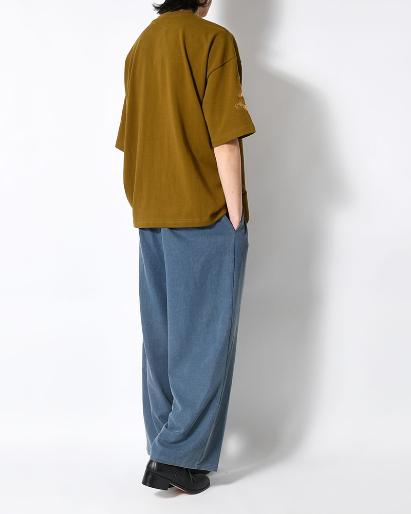 VISCOSE DENIM TUCK PT -INDIGO-