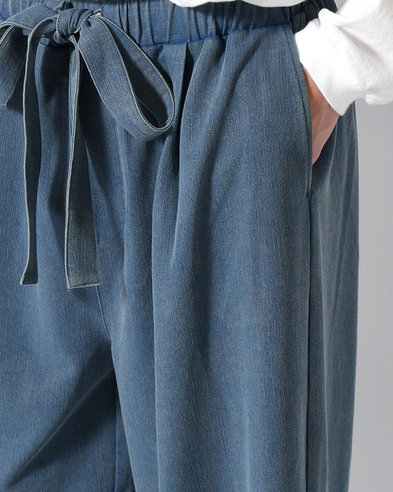 VISCOSE DENIM TUCK PT -INDIGO-