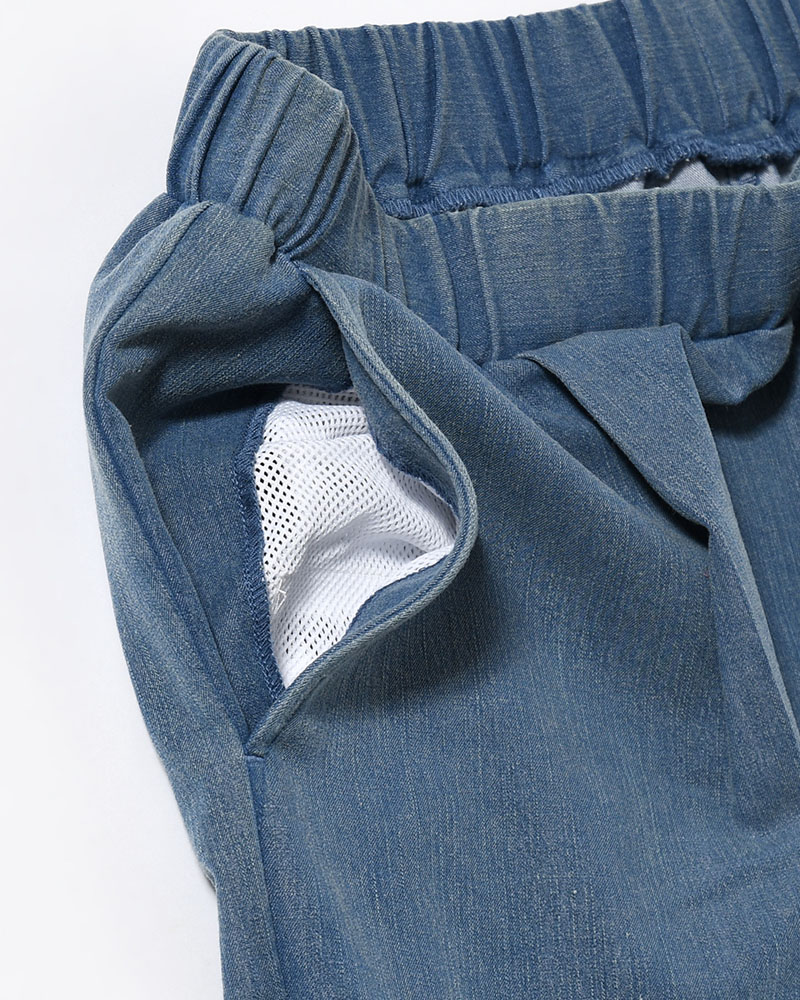 VISCOSE DENIM TUCK PT -INDIGO-