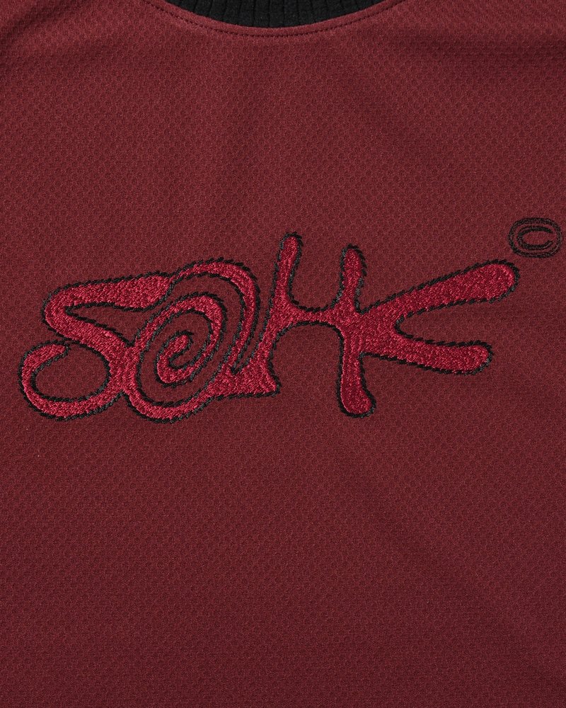 SOHC LOGO EMBROIDERY L/SL -BURGUNDY-