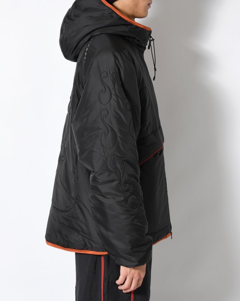 QUILTED DETAIL PUFFER JACKET -BLACK-
