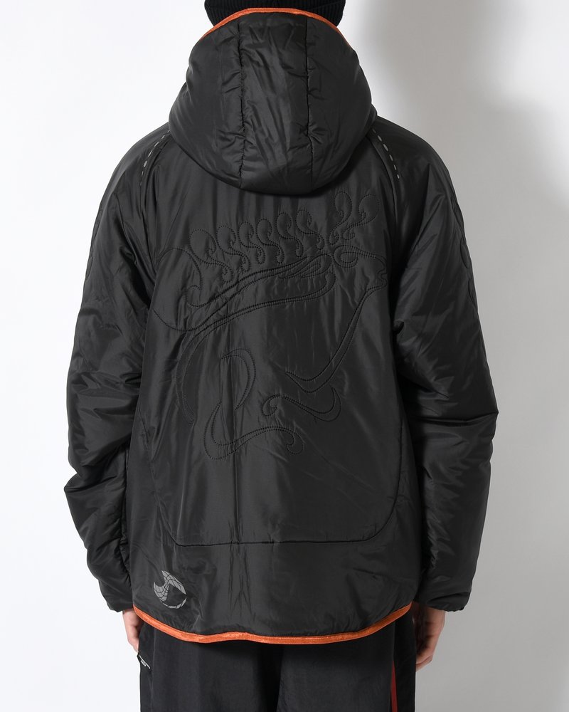 QUILTED DETAIL PUFFER JACKET -BLACK-