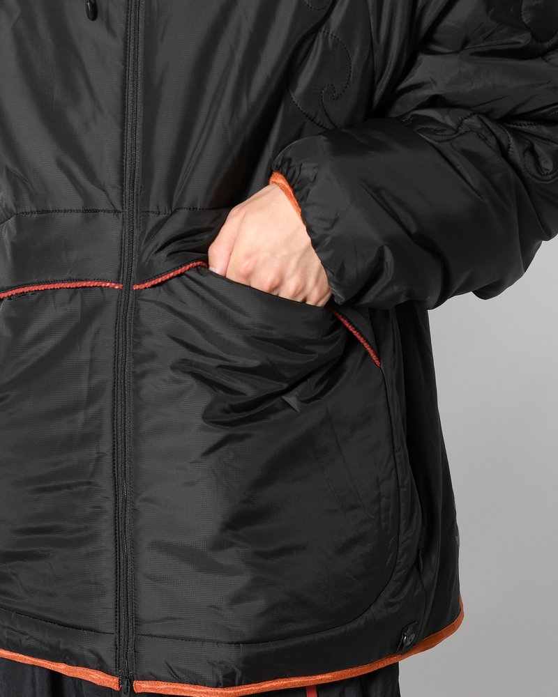 QUILTED DETAIL PUFFER JACKET -BLACK-