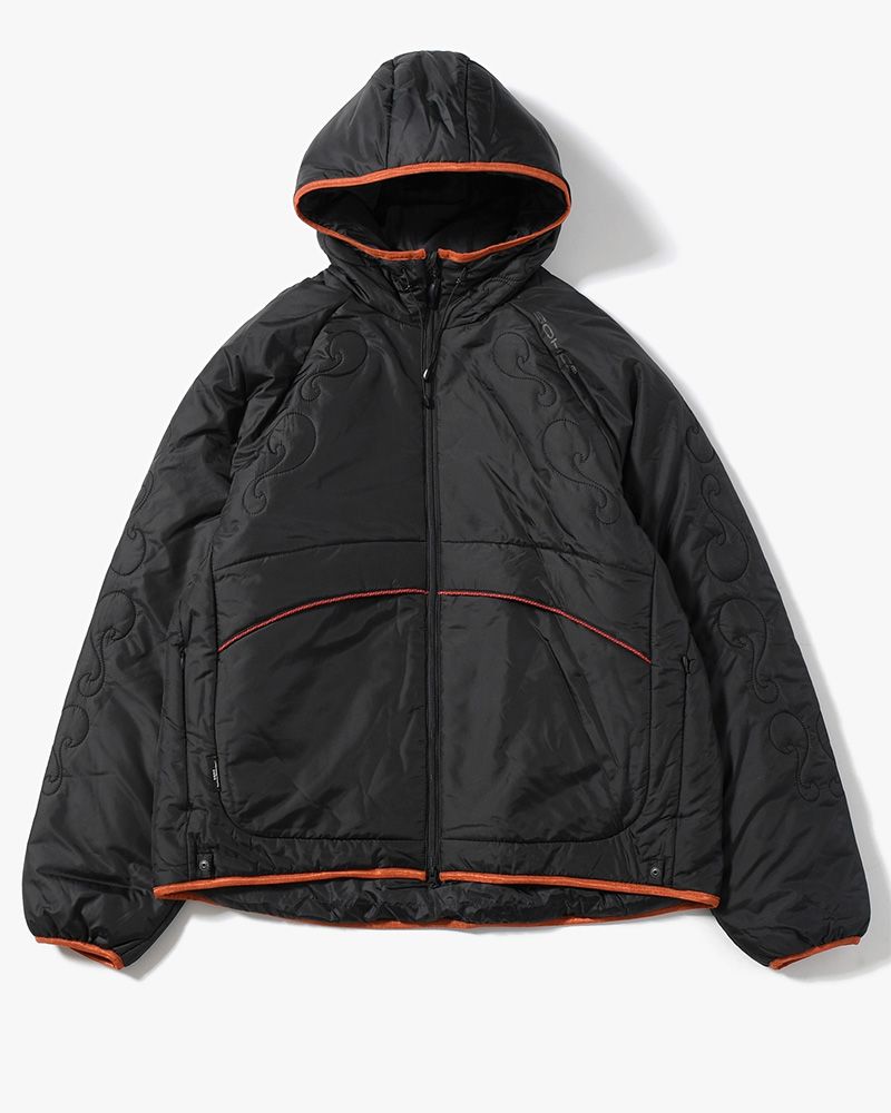 QUILTED DETAIL PUFFER JACKET -BLACK-