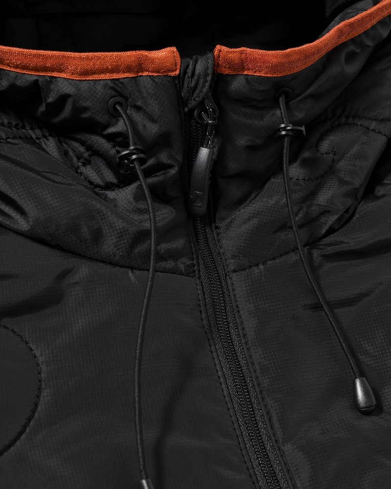QUILTED DETAIL PUFFER JACKET -BLACK-