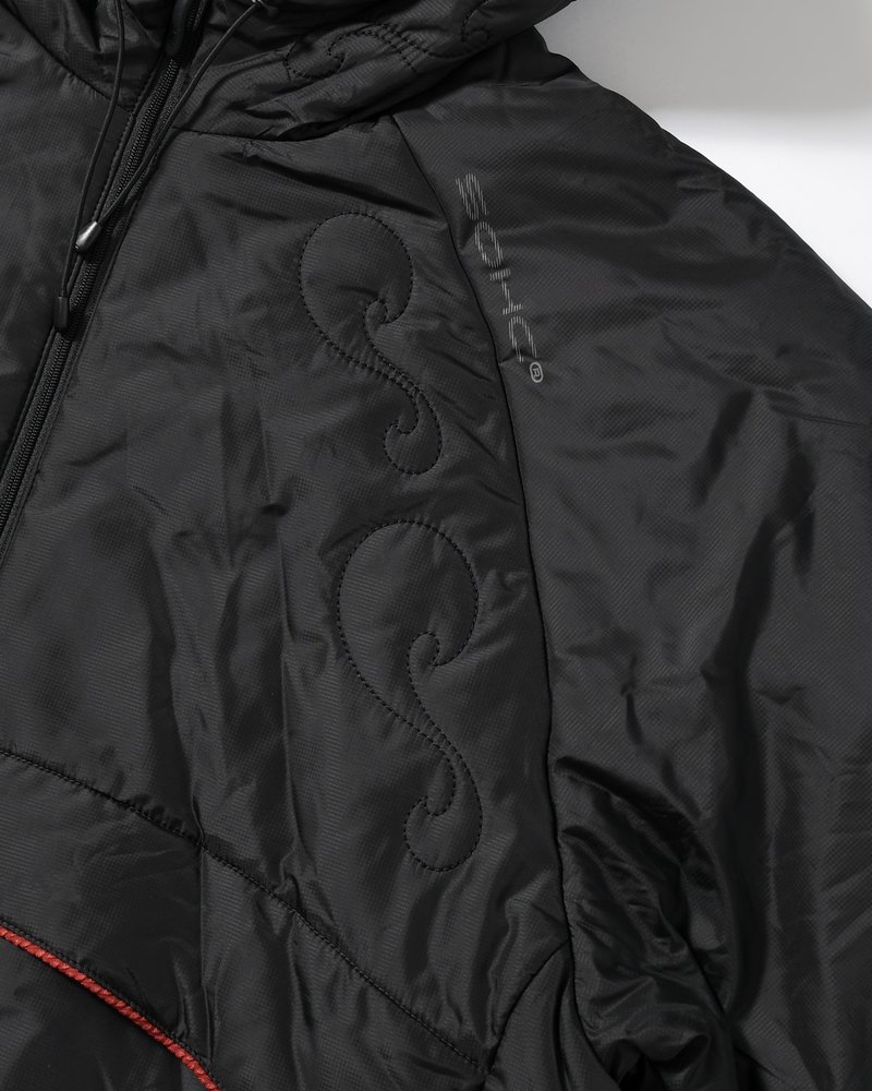 QUILTED DETAIL PUFFER JACKET -BLACK-