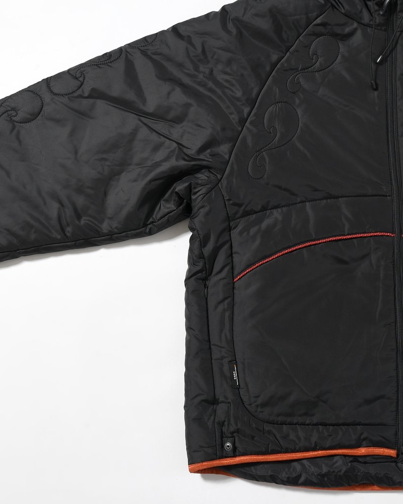 QUILTED DETAIL PUFFER JACKET -BLACK-