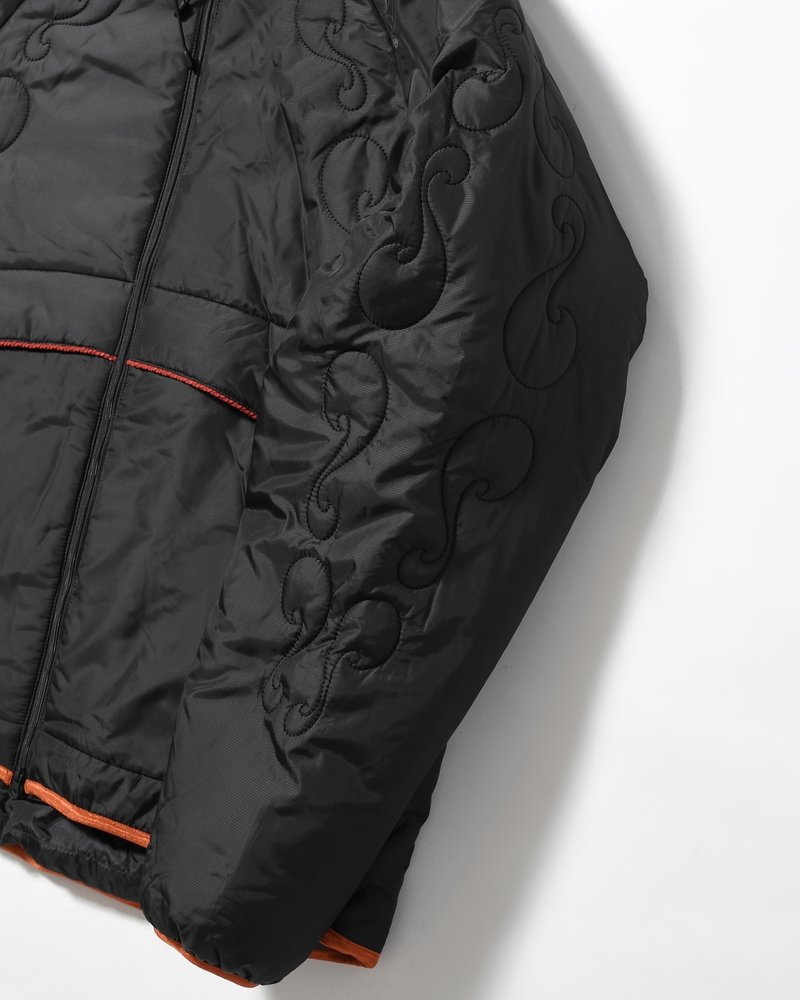 QUILTED DETAIL PUFFER JACKET -BLACK-