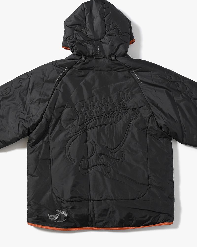 QUILTED DETAIL PUFFER JACKET -BLACK-