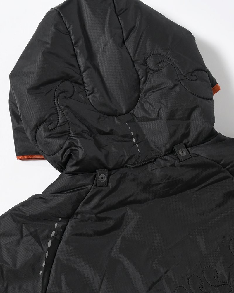 QUILTED DETAIL PUFFER JACKET -BLACK-