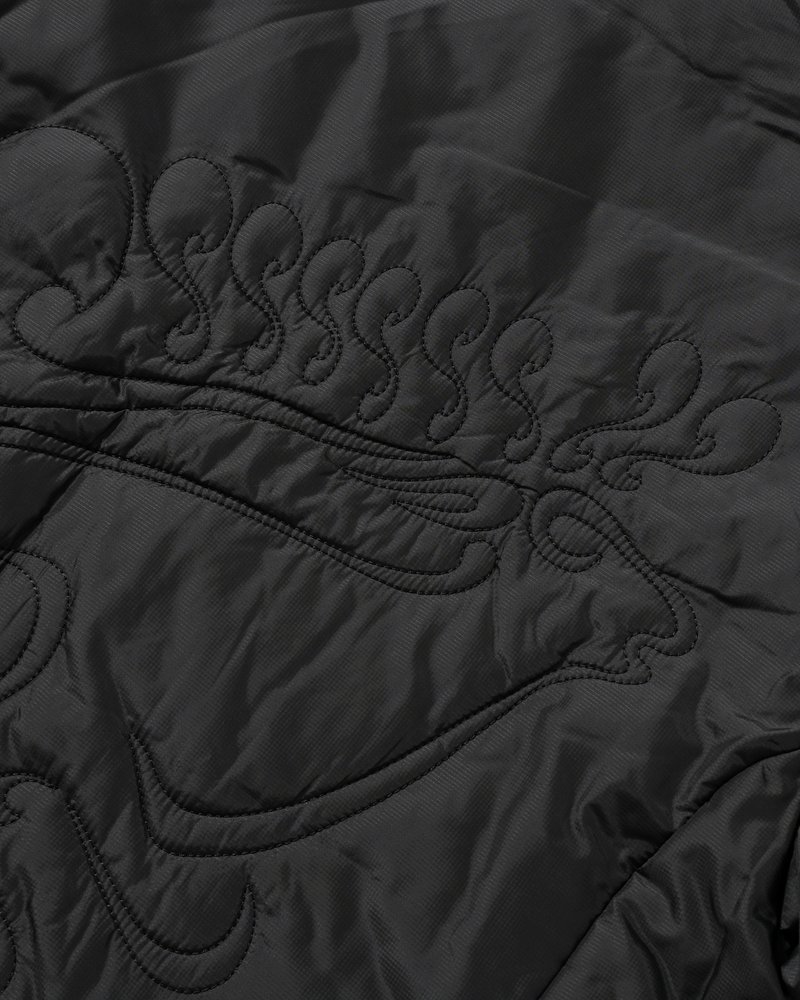 QUILTED DETAIL PUFFER JACKET -BLACK-